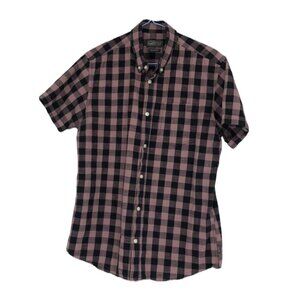 Jack and Jones Originals Gingham pink  black checkered button polo t-shirt